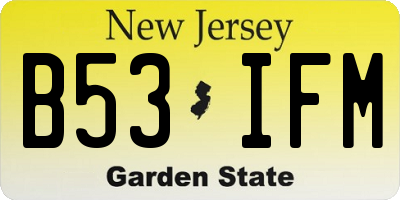 NJ license plate B53IFM