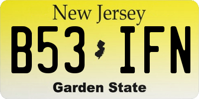 NJ license plate B53IFN