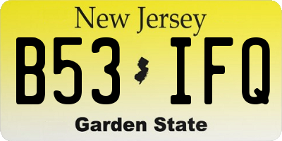 NJ license plate B53IFQ