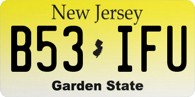 NJ license plate B53IFU