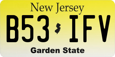 NJ license plate B53IFV