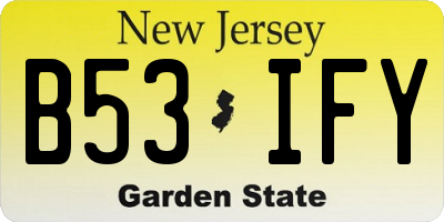 NJ license plate B53IFY