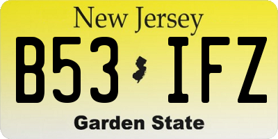 NJ license plate B53IFZ