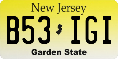 NJ license plate B53IGI