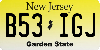 NJ license plate B53IGJ