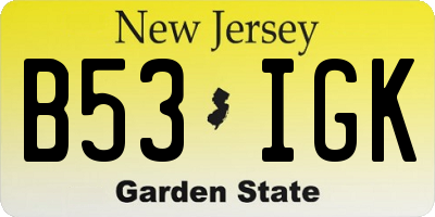 NJ license plate B53IGK