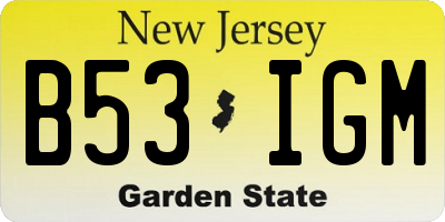 NJ license plate B53IGM