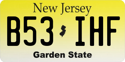 NJ license plate B53IHF