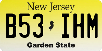 NJ license plate B53IHM