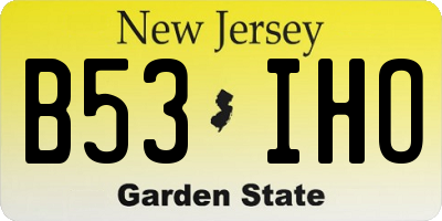 NJ license plate B53IHO