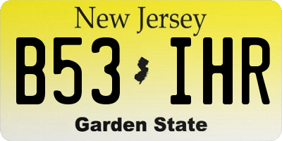 NJ license plate B53IHR