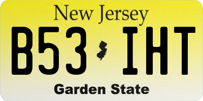 NJ license plate B53IHT