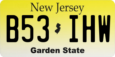 NJ license plate B53IHW