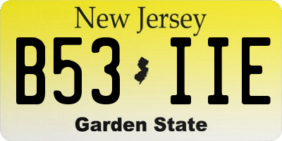 NJ license plate B53IIE