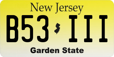 NJ license plate B53III
