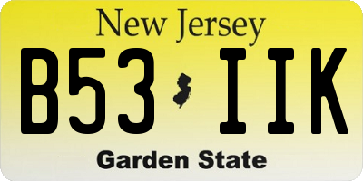 NJ license plate B53IIK