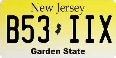 NJ license plate B53IIX