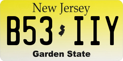 NJ license plate B53IIY