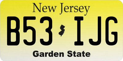 NJ license plate B53IJG