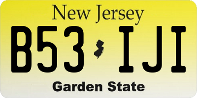 NJ license plate B53IJI