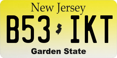 NJ license plate B53IKT