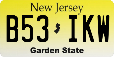 NJ license plate B53IKW