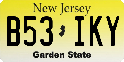 NJ license plate B53IKY