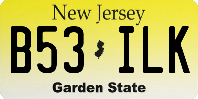 NJ license plate B53ILK