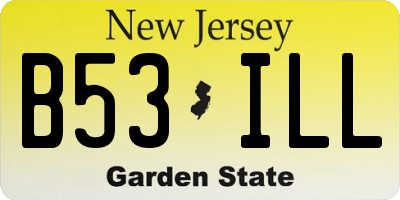 NJ license plate B53ILL