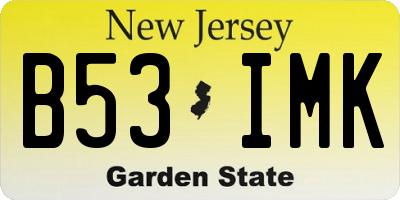 NJ license plate B53IMK