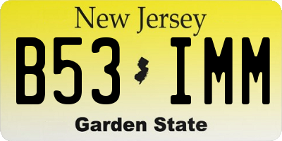 NJ license plate B53IMM