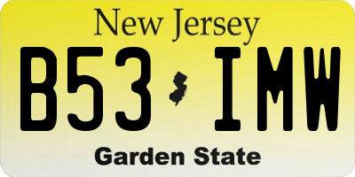 NJ license plate B53IMW