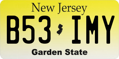 NJ license plate B53IMY
