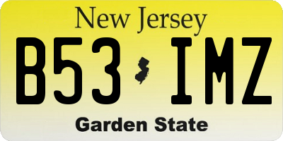 NJ license plate B53IMZ