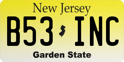 NJ license plate B53INC
