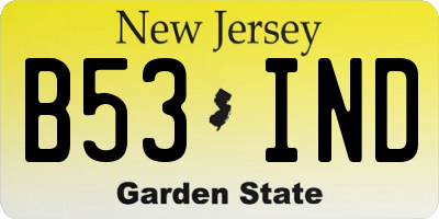 NJ license plate B53IND