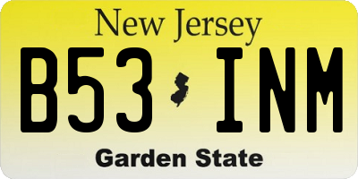 NJ license plate B53INM
