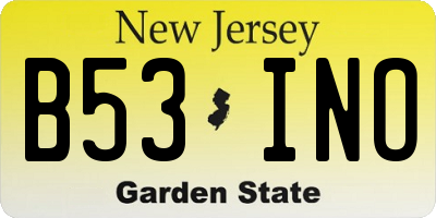 NJ license plate B53INO