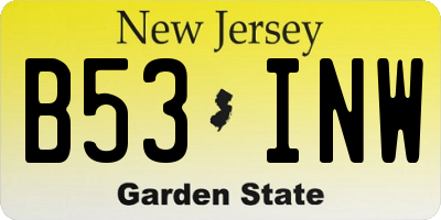 NJ license plate B53INW