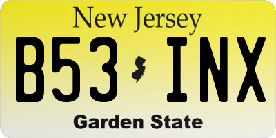 NJ license plate B53INX