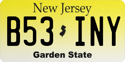 NJ license plate B53INY