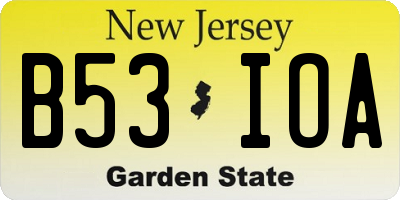 NJ license plate B53IOA