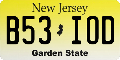NJ license plate B53IOD
