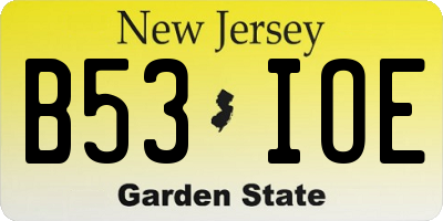 NJ license plate B53IOE