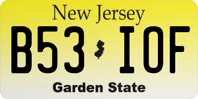 NJ license plate B53IOF