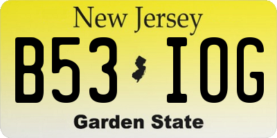 NJ license plate B53IOG