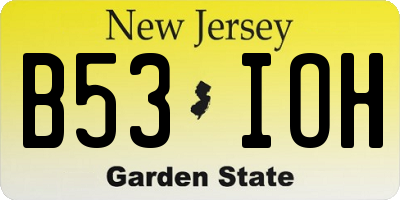 NJ license plate B53IOH