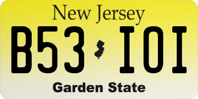 NJ license plate B53IOI