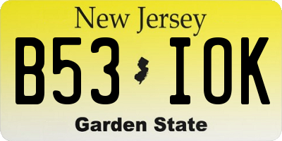 NJ license plate B53IOK