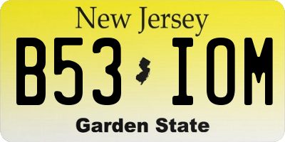 NJ license plate B53IOM